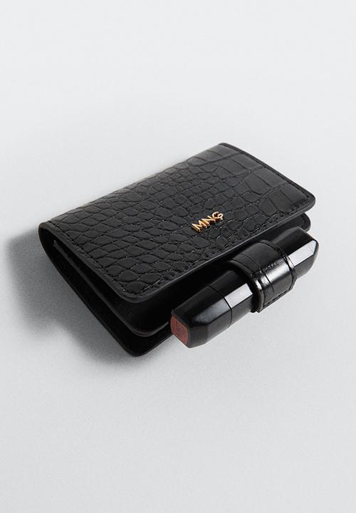 MANGO - Croc-effect wallet - black