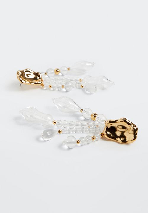 MANGO - Pendant crystals earrings - gold