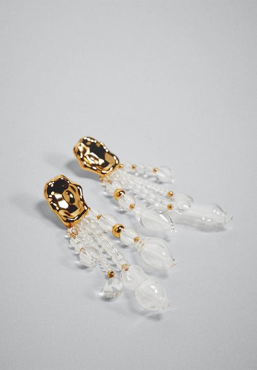 MANGO - Pendant crystals earrings - gold