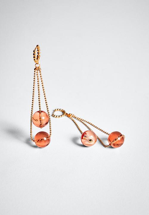 MANGO - Pendant crystals earrings - orange