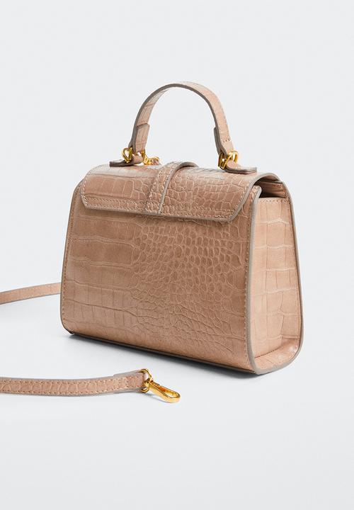 MANGO - Croc-effect cross body bag - neutral