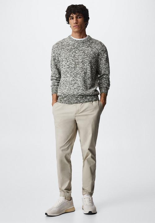 MANGO - Trousers cuffed gunma - lt green