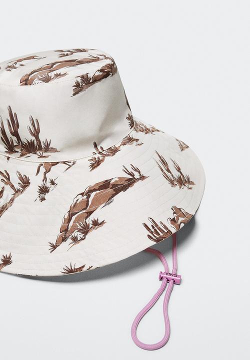 MANGO - Bucket print hat - ecru