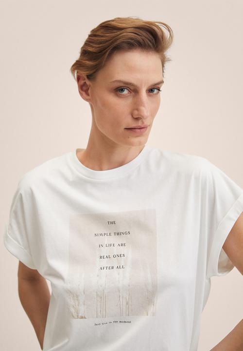 MANGO - T-shirt pstfold  -natural