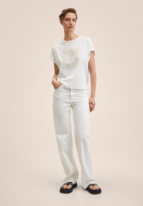 MANGO - T-shirt pstfold  -natural