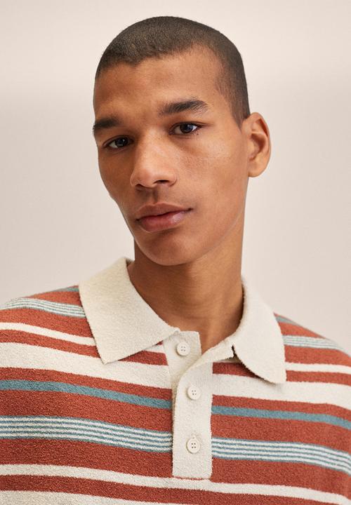MANGO - Cruz textured striped golfer - orange