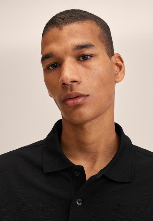 MANGO - Polo shirt . rea - black