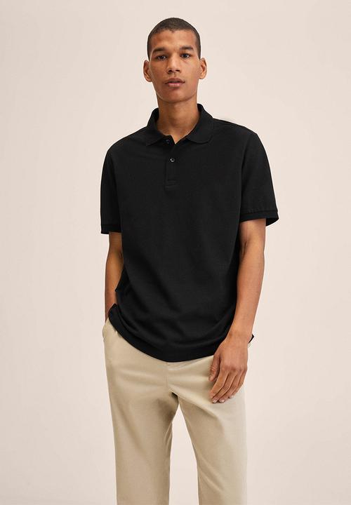 MANGO - Polo shirt . rea - black