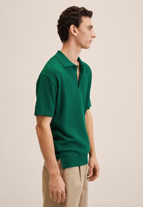 MANGO - Hierro cotton knitted golfer  - green