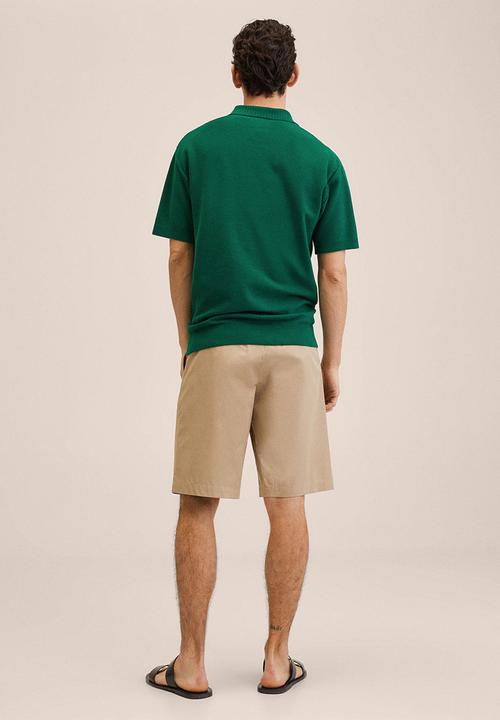 MANGO - Hierro cotton knitted golfer  - green
