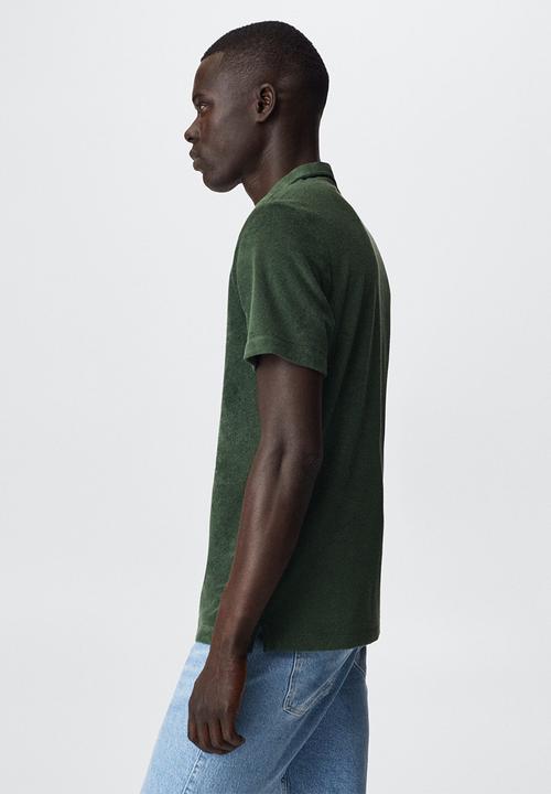 MANGO - Marine towel texture golfer - green