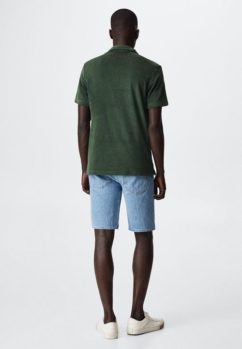 MANGO - Marine towel texture golfer - green