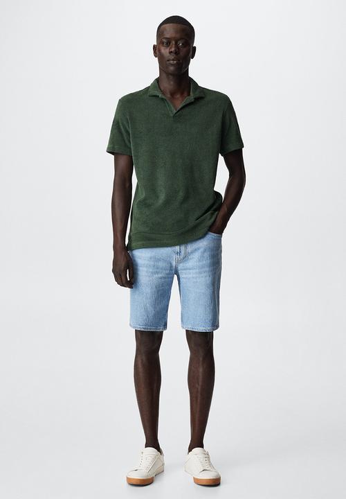 MANGO - Marine towel texture golfer - green