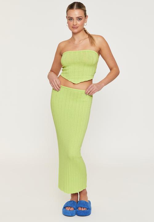Supré  - Reese low rise knit maxi skirt - lemon lime