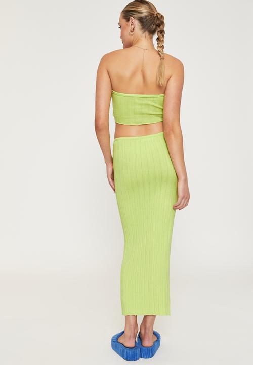 Supré  - Reese low rise knit maxi skirt - lemon lime