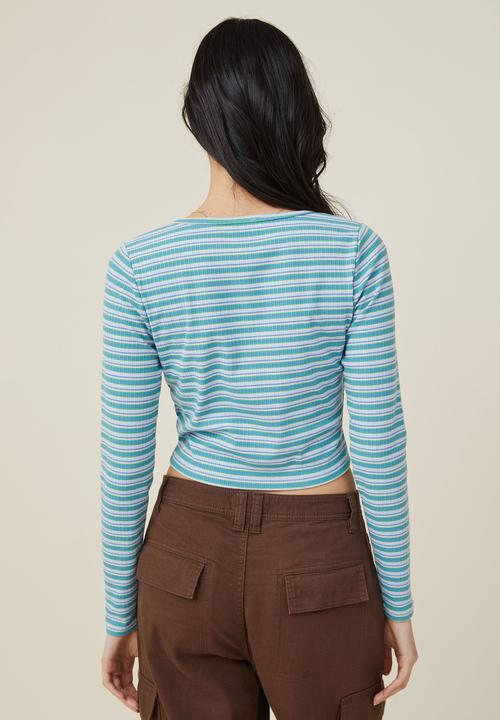Cotton On - Tayla button up top - millie stripe brightest blue