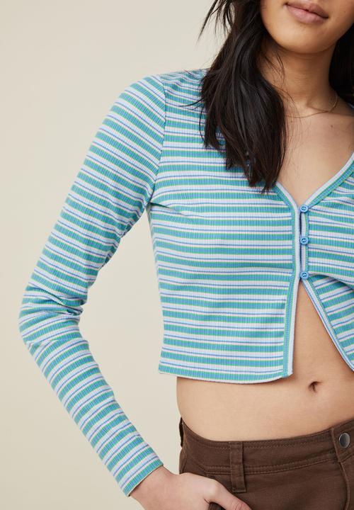 Cotton On - Tayla button up top - millie stripe brightest blue