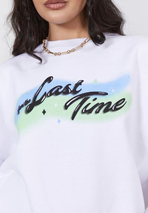 Factorie - Slouchy premium graphic crew - white/last time