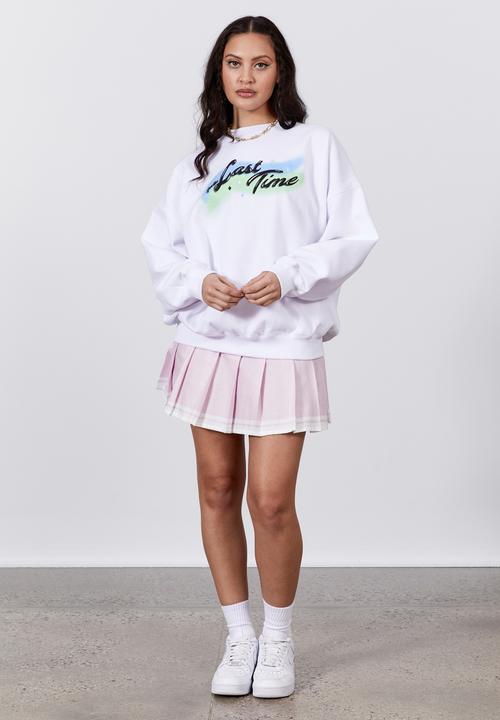 Factorie - Slouchy premium graphic crew - white/last time