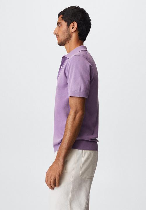 MANGO - Arraona cotton knit golfer - purple