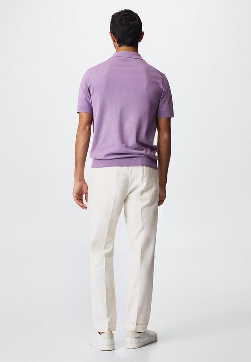 MANGO - Arraona cotton knit golfer - purple