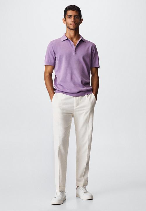 MANGO - Arraona cotton knit golfer - purple