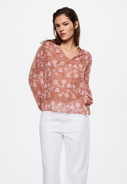 MANGO - Blouse fifty - brown