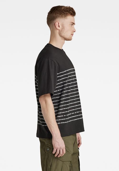 G-STAR - Text stripe boxy T-shirt - dark black