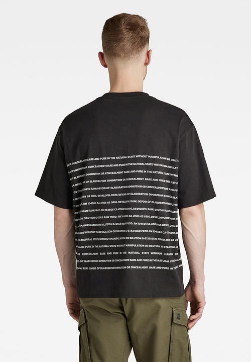G-STAR - Text stripe boxy T-shirt - dark black