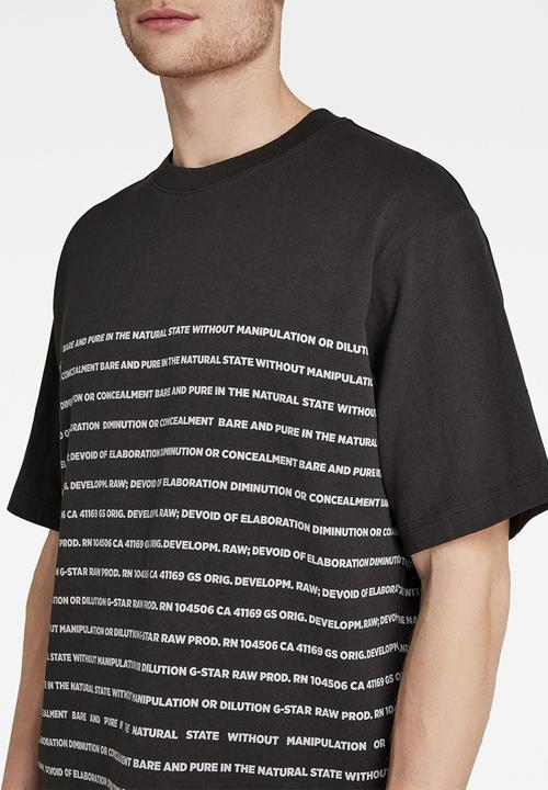 G-STAR - Text stripe boxy T-shirt - dark black