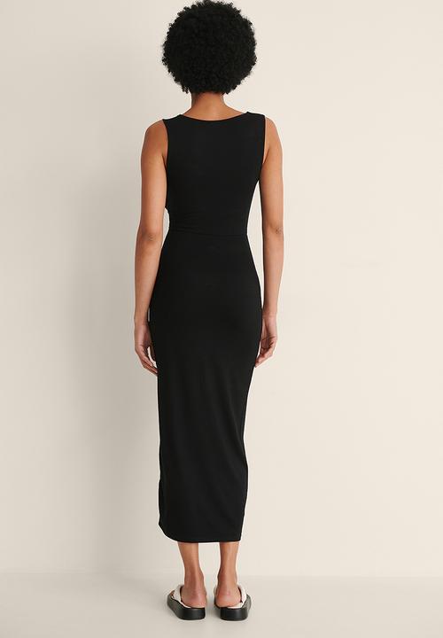 NA-KD - Knot detail mid dress - black