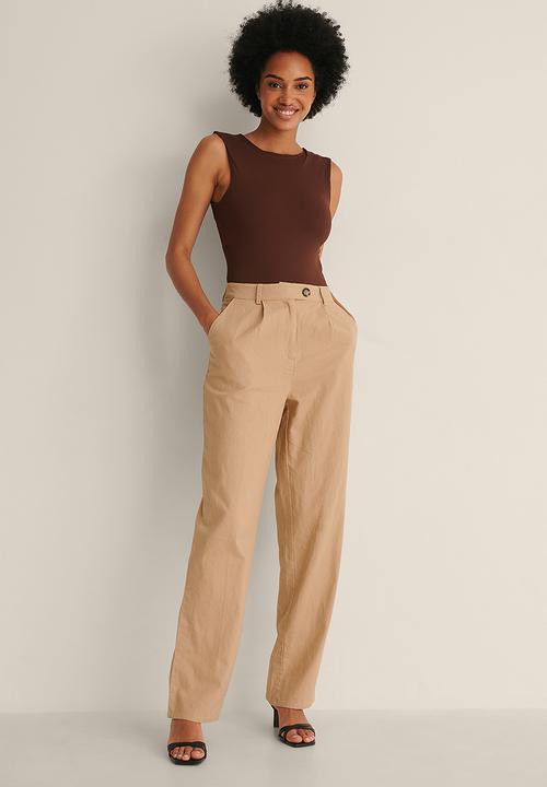 NA-KD - Linen-blend suit pants - taupe