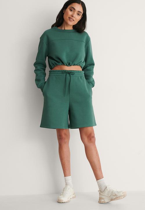 NA-KD - Organic brushed sweat shorts - green