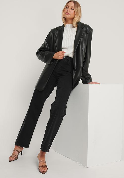 NA-KD - Wide leg high waisted denim - black
