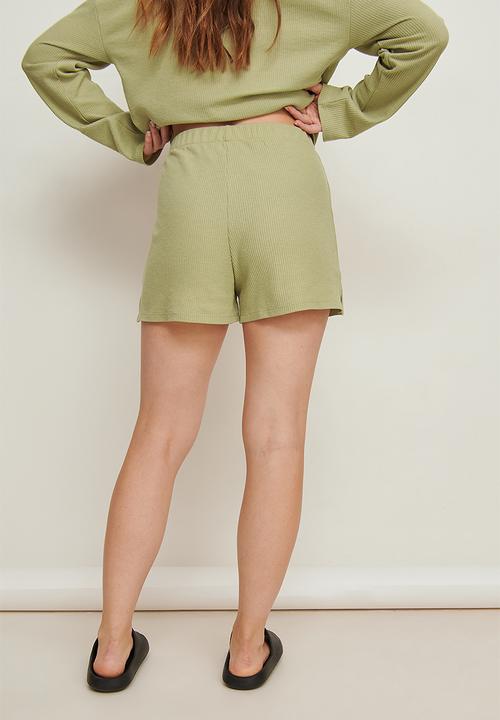 NA-KD - Waffle mini shorts - light green