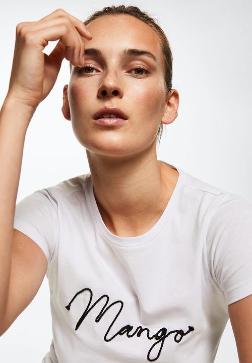 MANGO - T-shirt pst logo - white