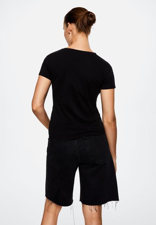 MANGO - T-shirt pst logo - black