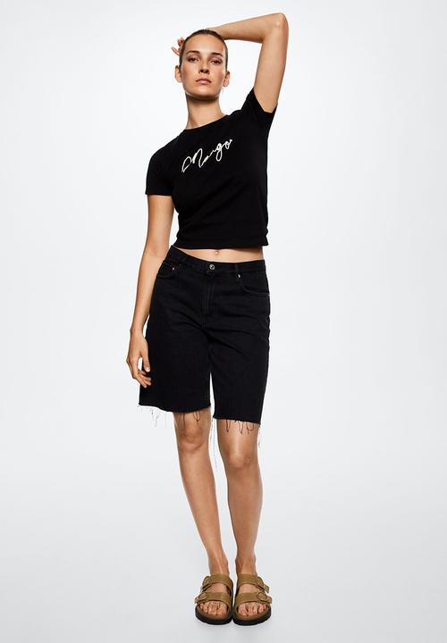 MANGO - T-shirt pst logo - black