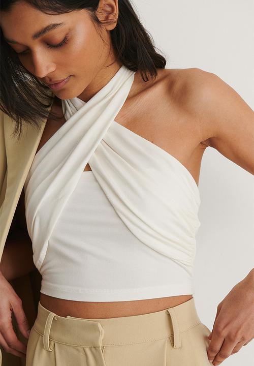 NA-KD - Crossover halterneck top - white