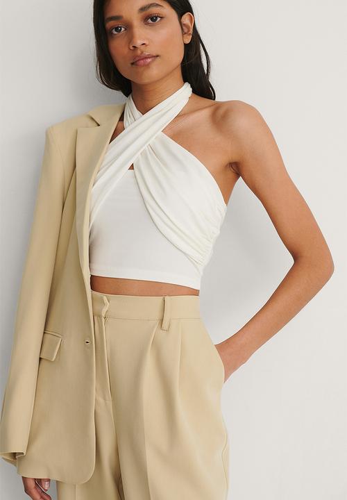 NA-KD - Crossover halterneck top - white