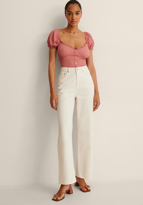 NA-KD - Cup detail crepe top - dusty pink