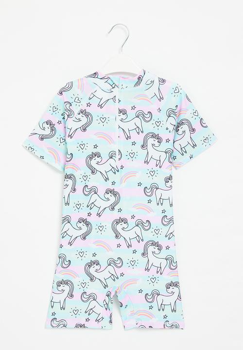 Pop Candy - Girls unicorn short sleeve swimsuit - multi