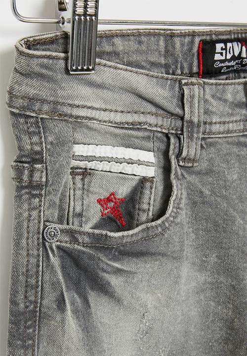 SOVIET - B major boys denim short - grey marble