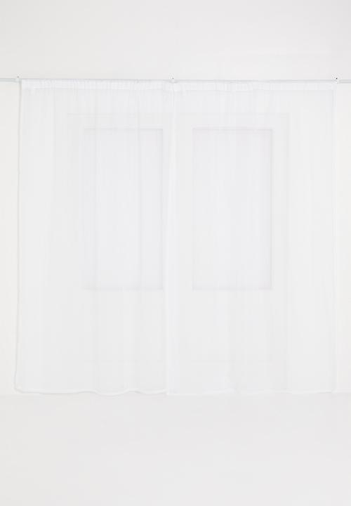 Design Collection - Crushed voile taped curtain set of 2 - white