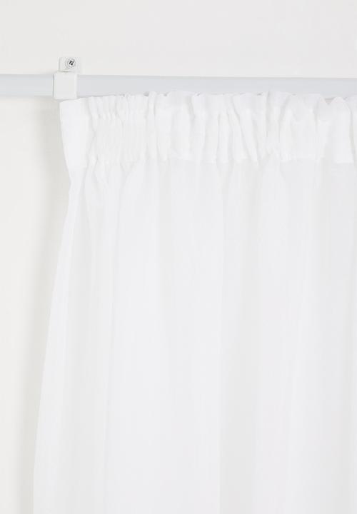 Design Collection - Crushed voile taped curtain set of 2 - white