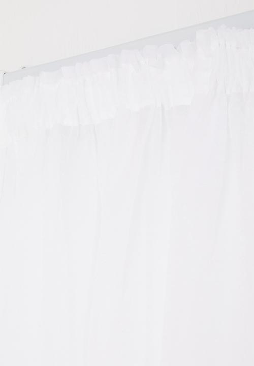 Design Collection - Crushed voile taped curtain set of 2 - white
