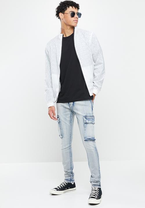 Cutty - Stacks skinny fit cargo denim jean - lt blue