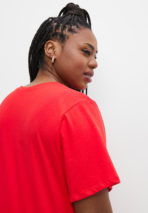 Superbalist - Basic v-neck easy fit tee - red