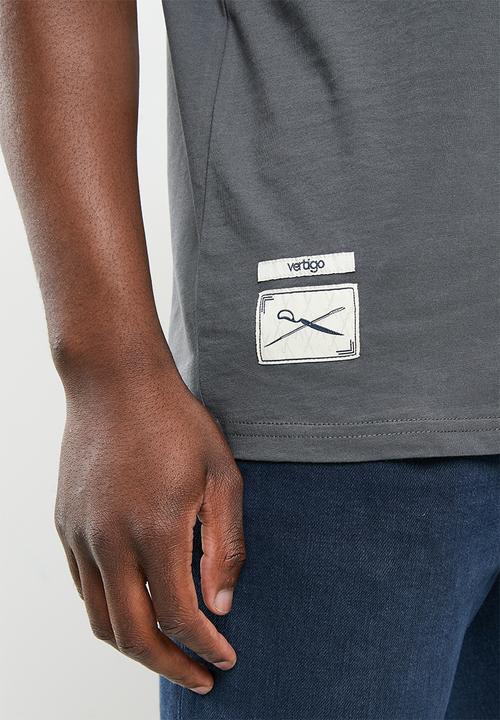 Vertigo - Vertigo embroidered crew tee - dark shadow