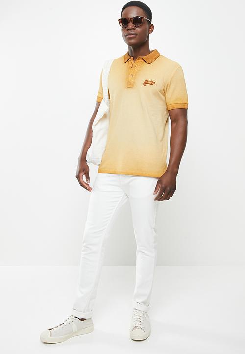 Vertigo - Vertigo embroidered reverese pigment dyed golfer - buckthron brown